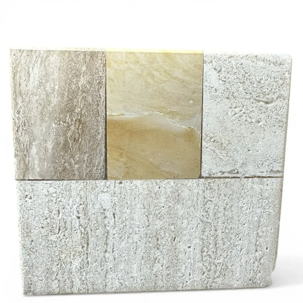 Luxury Travertine Marble Toothbrush Holder 3 Slot Heavy Stone Bathroom Spa Decor